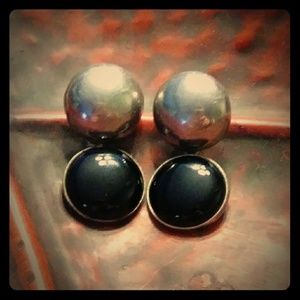 Vintage Taxco Silver & Black Onyx Earrings
